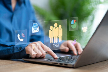 CRM, Customer relationship management concept, Businesswomen selecting the best new employees for...