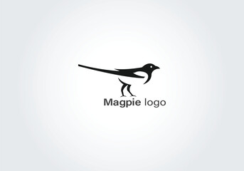 Magpie Bird Minimal Logo Vector Design Animal Icon Modern Art Symbol