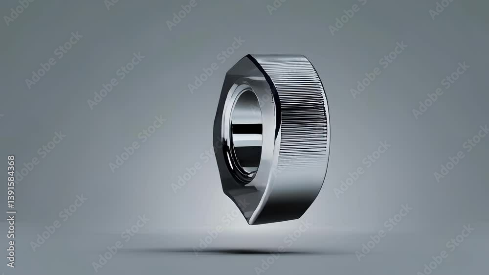 Poster rotating metallic nut component on a gradient background