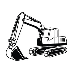 excavator on white background