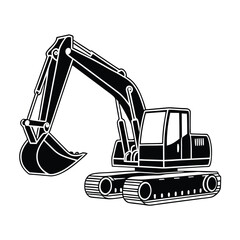 excavator on white background