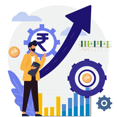 business man with graph of financial growth vector