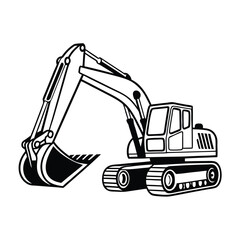 excavator on white background