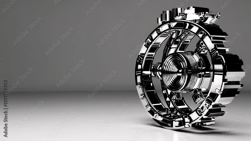 Poster intricate mechanical design with animation elements and simple style