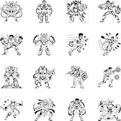 Collection of Glyph Style Cyber Gaming Characters 
