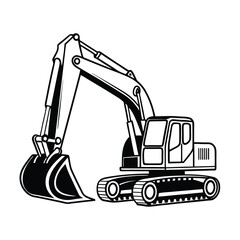 excavator on white background