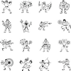 Collection of Glyph Style Fantasy Game Characters
