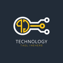 initial monogram for technology logo with circle style design