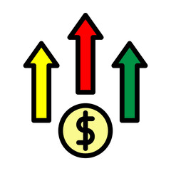 Increase in Value Vector Filled Icon Design