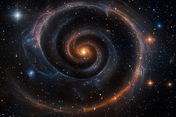Fototapeta premium Galactic spiral showcasing vibrant colors and cosmic features in a star-filled universe