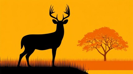 Majestic Deer Silhouette at Sunset in African Savanna