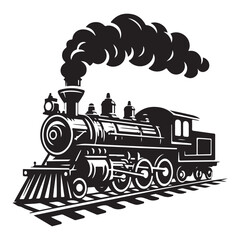 Silhouette Steam Train Locomotive Railroad Transportation Vector Art © Creative Image  