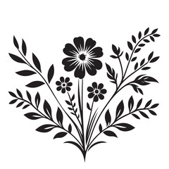 Floral Bouquet Illustration Black and White Flower Arrangement Vector