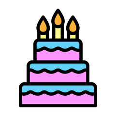 Birthday Cake Vector Filled Icon Design