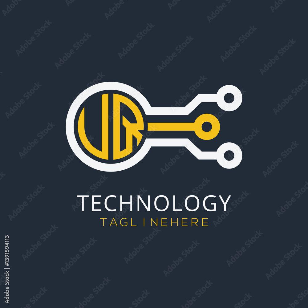 Fototapete initial monogram for technology logo with circle style design