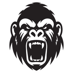 Furious Gorilla Head Illustration A Symbol of Raw Power Silhouette