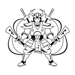 A glyph illustration of a swordsman character 