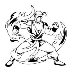 Fototapeta premium A glyph illustration of professional kungfu man 