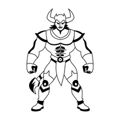Superhero warrior illustration in glyph style 
