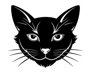 Cat Head Silhouette Vector & Cute Feline Face SVG