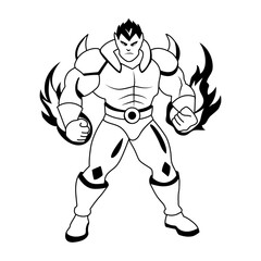 A glyph illustration of a gaming fire character 
