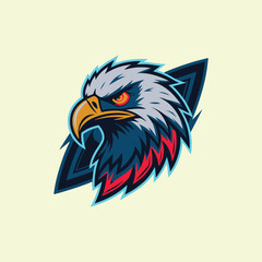 Fierce Eagle Head Logo with Electric Blue Lightning colorful Background 