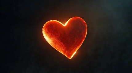 A glowing red heart floats in darkness, symbolizing warmth and gratitude in simplicity.