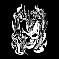 skull and dragon