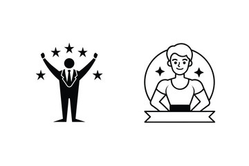 Business Success Achievement And Personal Excellence Graphic Icons In Black And White