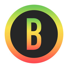 Modern Capital Letter B design with a red-to-green gradient border on a black background. Ideal for branding, logos, or minimalist design projects.