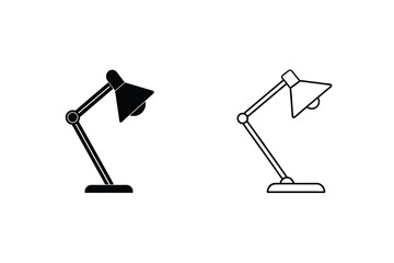Two Style Desk Lamp Icons Black And White Lighting Design Element