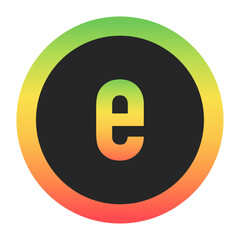 Modern Lowercase Letter e design with a red-to-green gradient border on a black background. Ideal for branding, logos, or minimalist design projects.