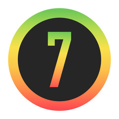 Modern Number 7 design with a red-to-green gradient border on a black background. Ideal for branding, logos, or minimalist design projects.