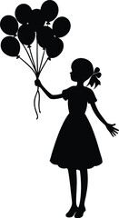 A girl holding a bouquet of balloons