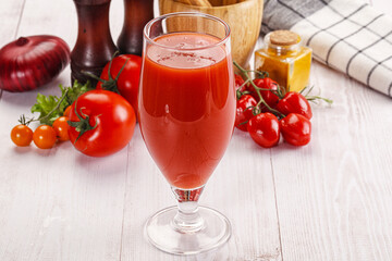 Fresh Tomato juice in the glass