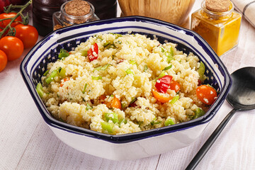 Vegan cuisine couscous with vegetables