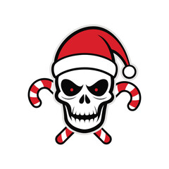 Christmas Hat Stick and Halloween Skeletor Vector Design.