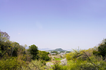 飛鳥の里畝傍山二上山遠望春景色