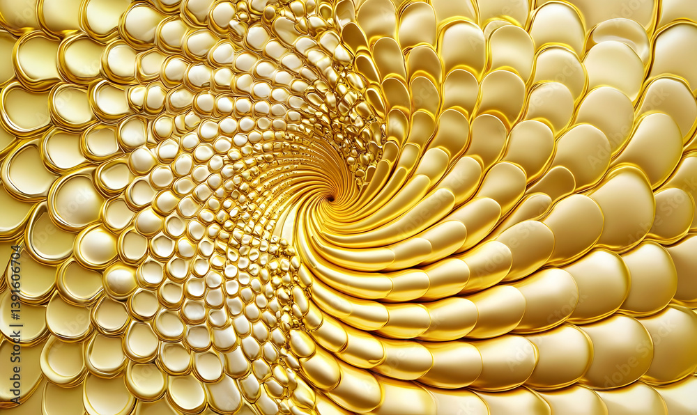 Poster intricate golden wave pattern with frame design and depth