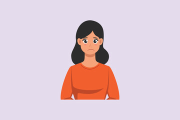 Sad woman's face. Face expressions Concept. Colored flat vector illustration isolated