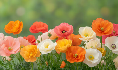 Vibrant Floral Beauty of Colorful Poppy Flowers in Nature Setting
