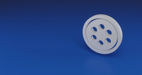 Isolated realistic white optic cable symbol with shadow. Located on the right side of the scene. 3d illustration on transparent background