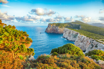 Unbelivable morning view on Cacccia cape Lighthouse.