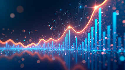 Dynamic digital illustration portraying emerging market trends driven by innovative technology adoption evolving consumer demographics and dynamic economic growth in  Photo Stock  Concept  and empty s