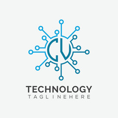 initial monogram for technology logo with circle style design