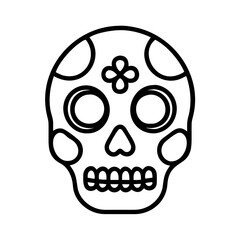 Sugar skull vector art for day of the dead celebration with floral and bone design elements outline drawing