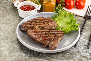 Delicus grilled beef steak with sauce