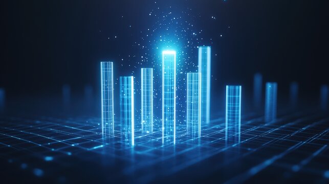 Digital cityscape in blue light