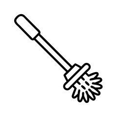 Toilet brush icon vector illustration, cleaning tool for bathroom hygiene and sanitation, outline style design