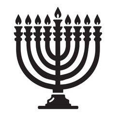 Menorah Silhouette Vector Illustration for Hanukkah Holiday Decoration